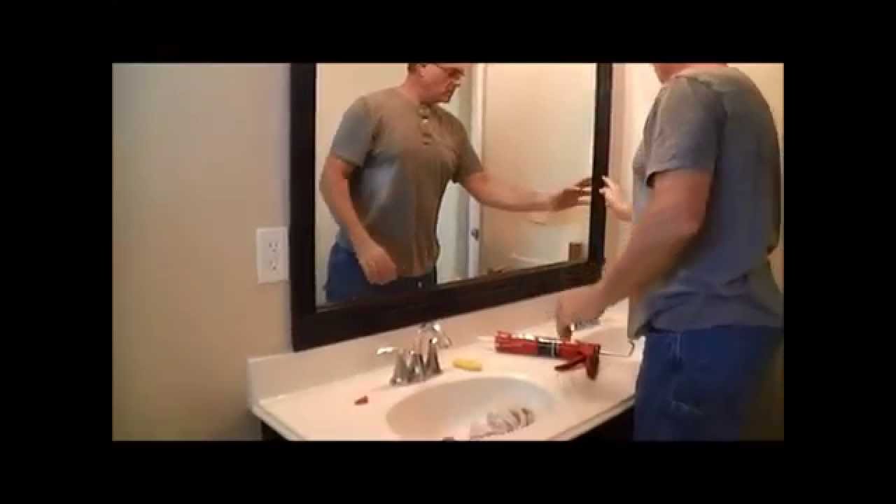 How To Frame A Bathroom Mirror With Molding Video