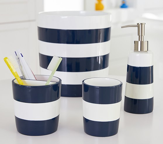Navy And White Bathroom Accessories