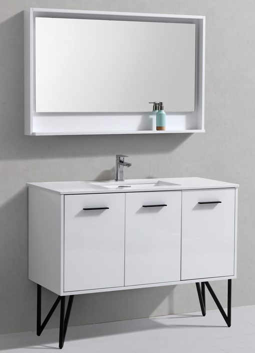 White High Gloss Mirrored Bathroom Cabinet