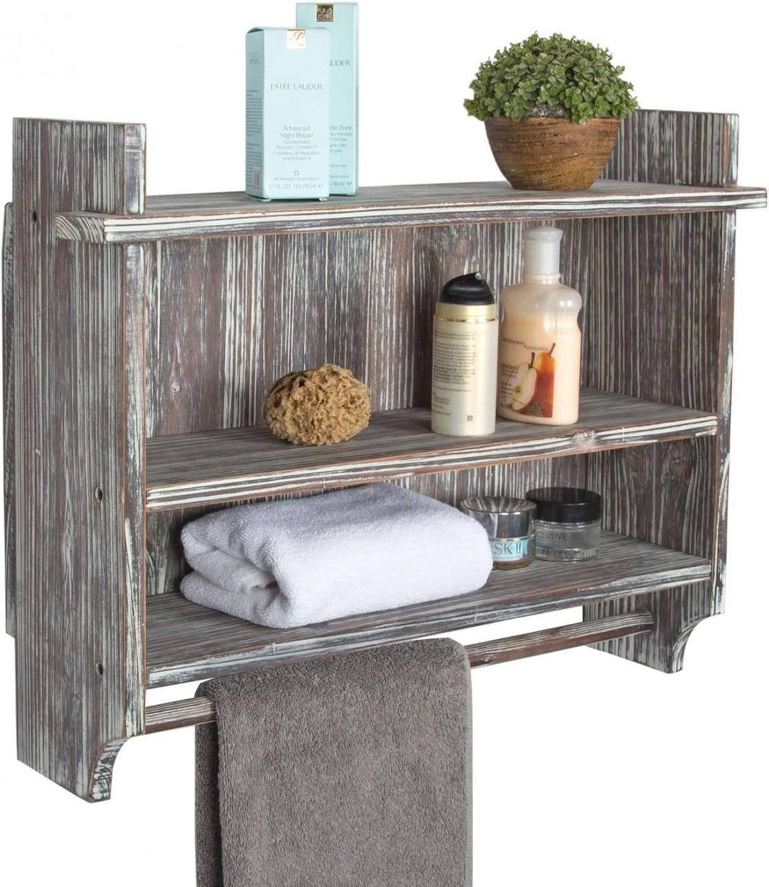 Gray Wood Bathroom Shelf