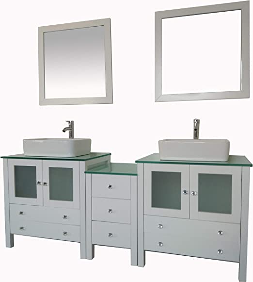 Floor Standing Mirrored Bathroom Cabinet