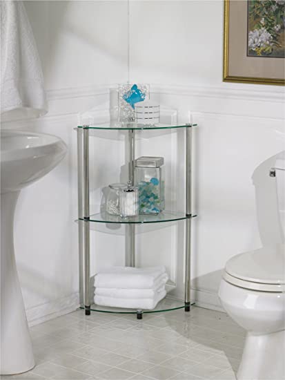 Bathroom Glass Corner Shelf Unit