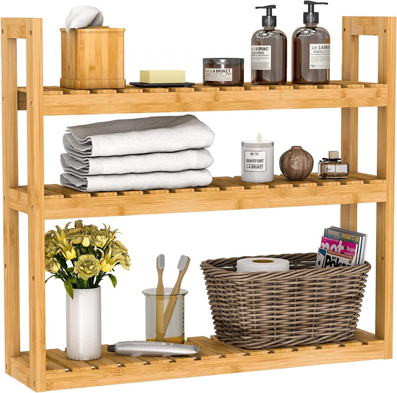 Bamboo Floating Shelf Bathroom