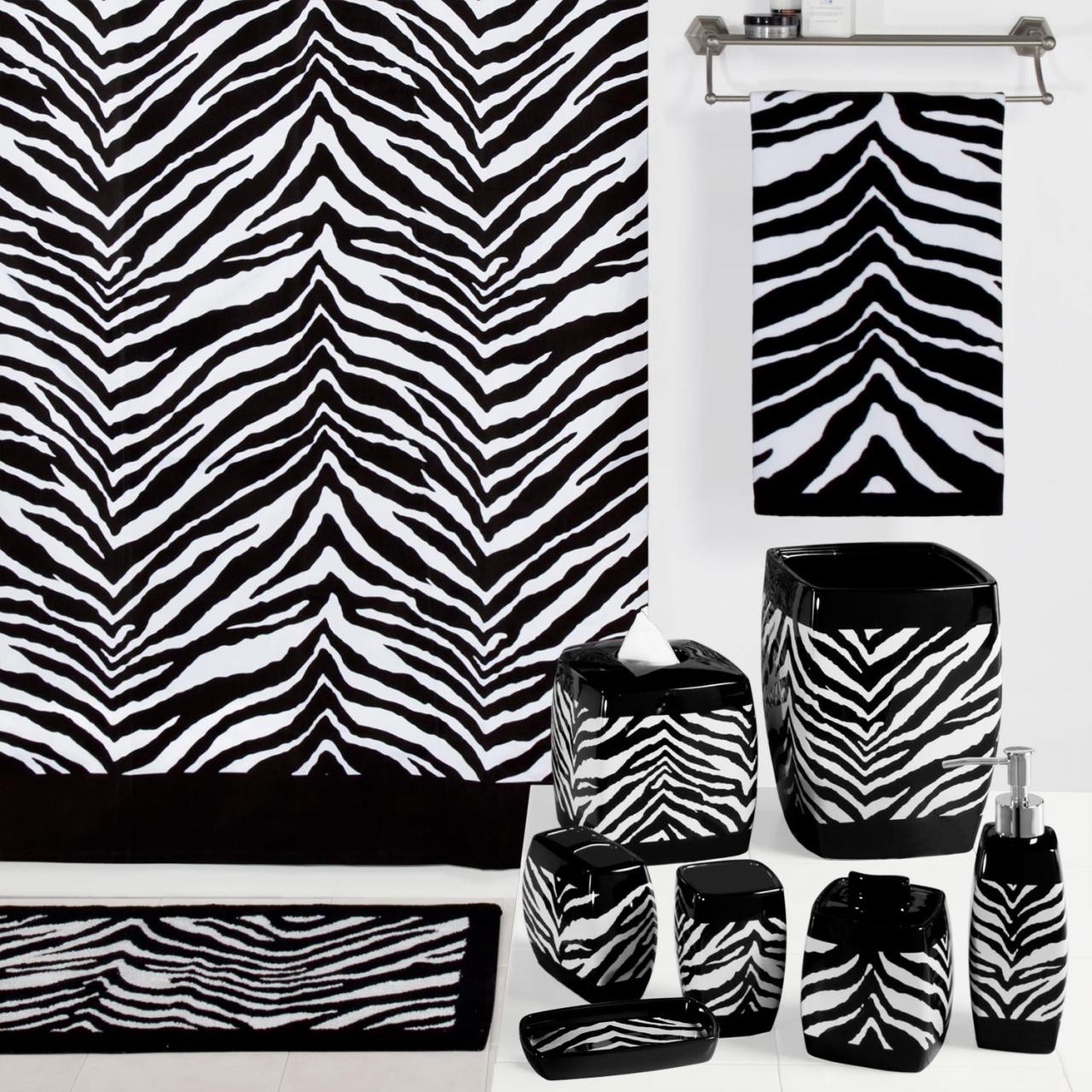 Zebra Bathroom Accessories Set