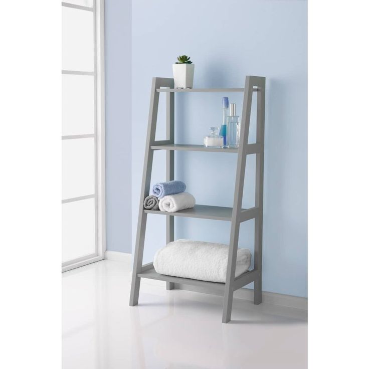 Bathroom Ladder Shelf Grey