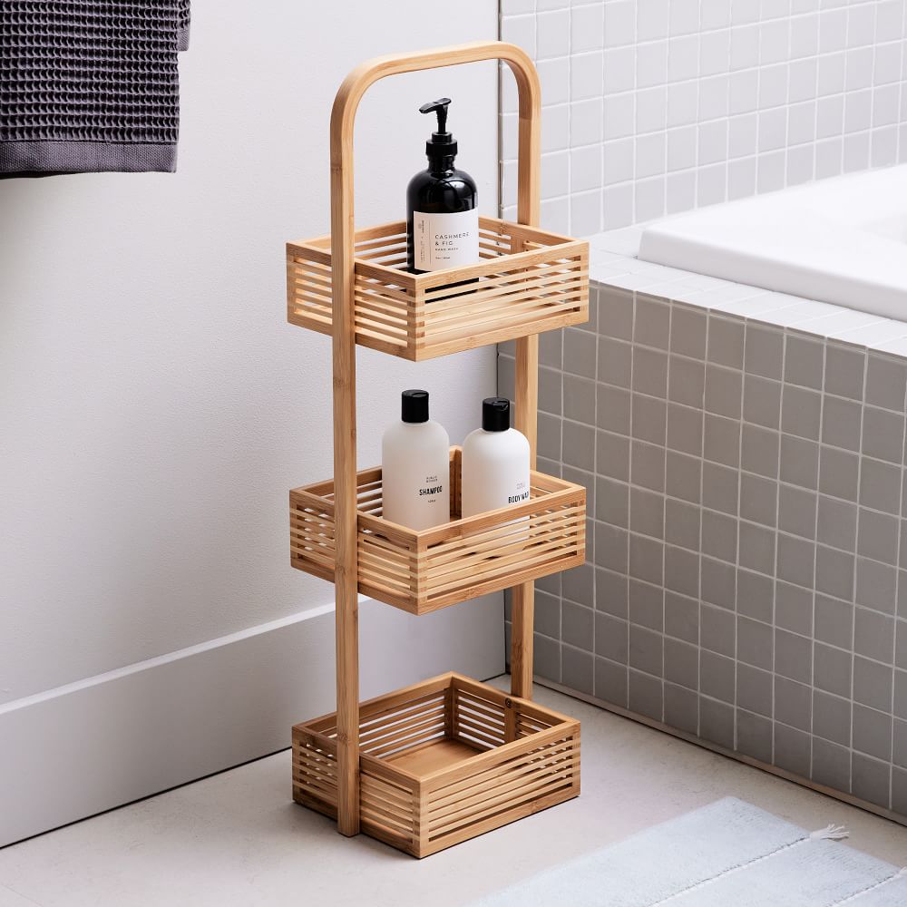 Freestanding Bathroom Storage Caddy Bamboo