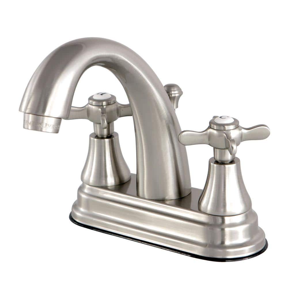 Brushed Nickel Cross Handle Bathroom Faucet