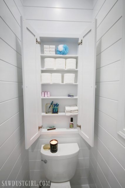 Built In Bathroom Cabinets Wall