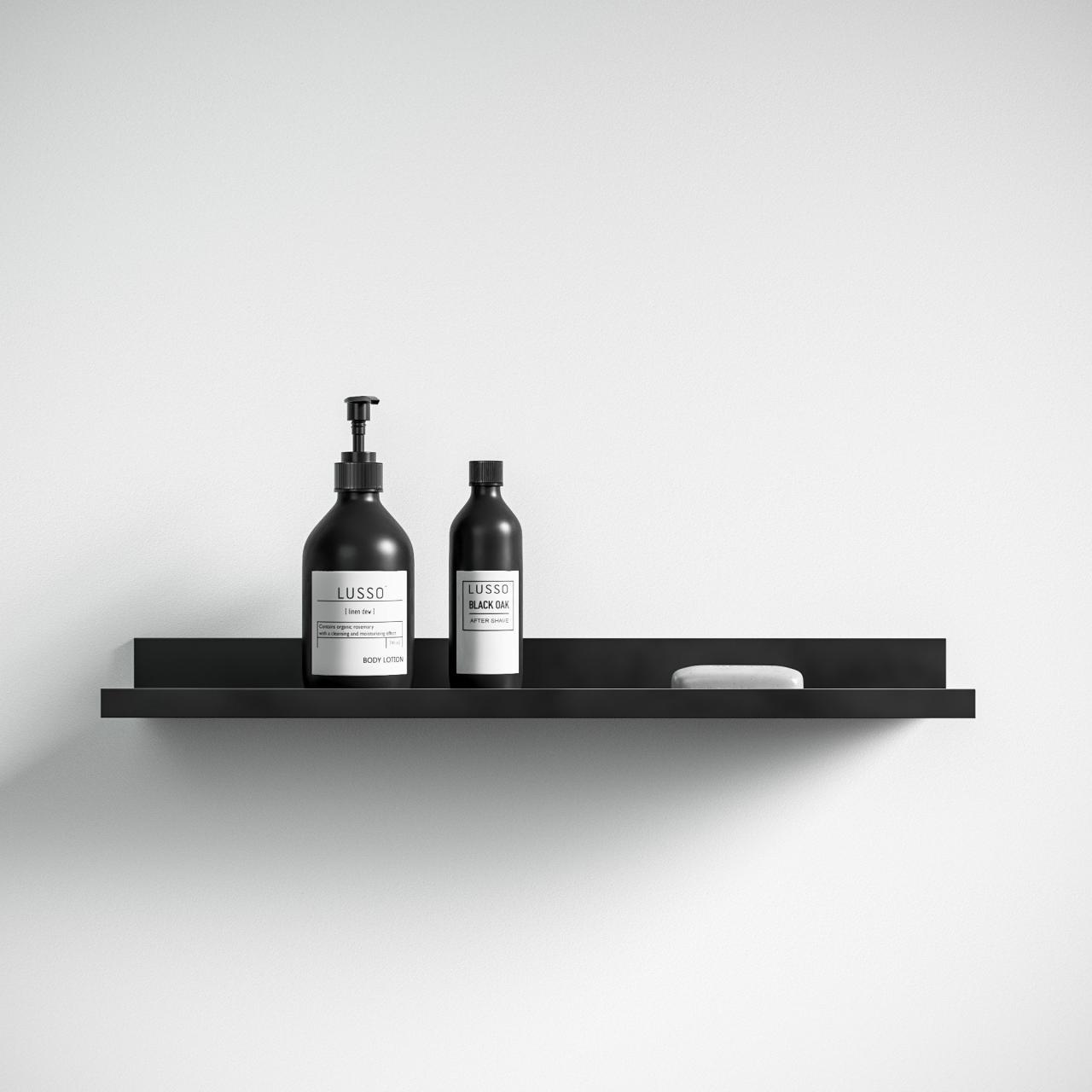 Black Shelf in Bathroom