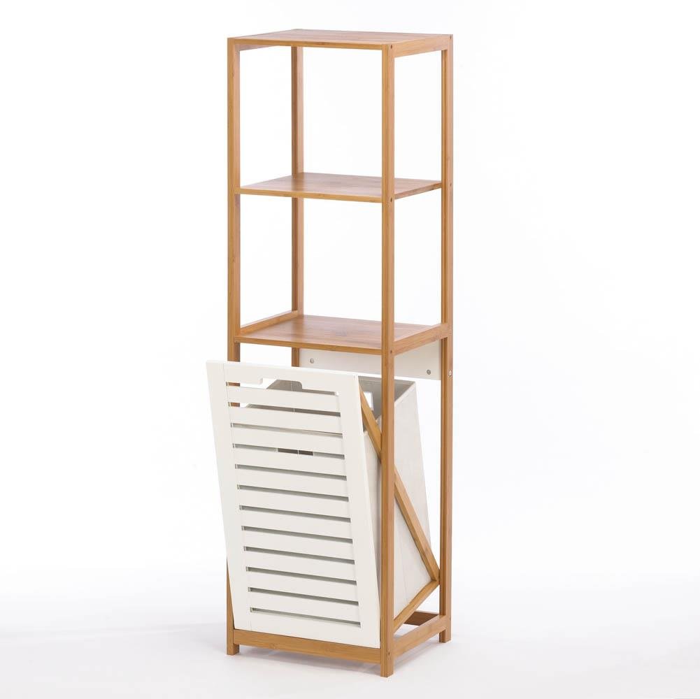 Bathroom Corner Shelf with Hamper