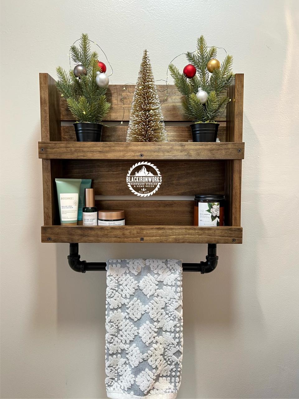 Small Bathroom Shelf with Towel Bar