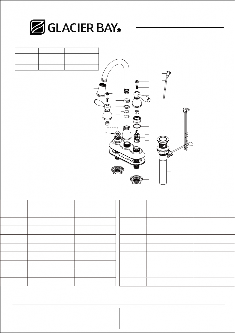 Glacier Bay Bathroom Faucet Replacement Parts