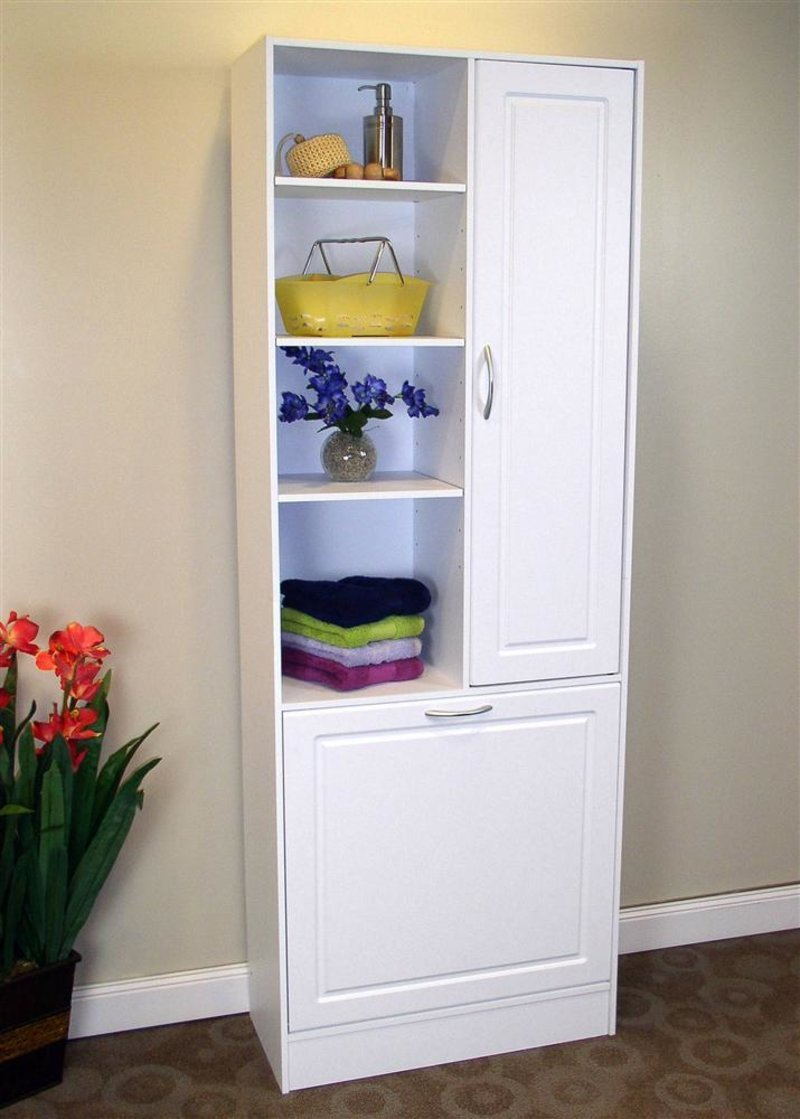 Tall Bathroom Storage Cabinet With Laundry Bin