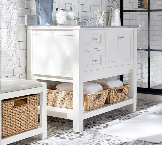 White Bathroom Storage Stool