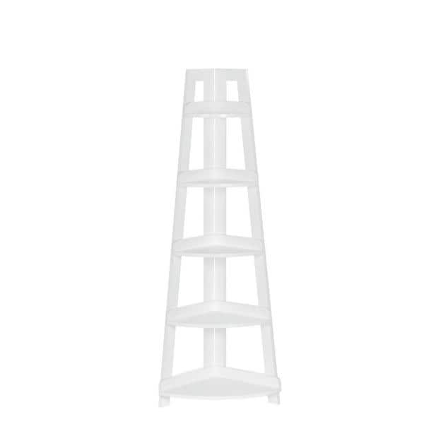 White Bathroom Corner Ladder Shelf