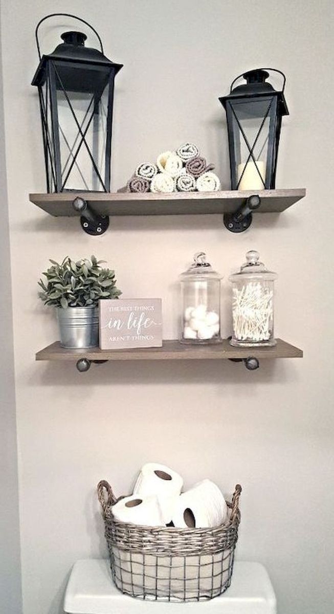 Modern Farmhouse Bathroom Shelf Decor