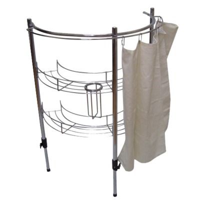 Bathroom Sink Rack Storage With Curtain
