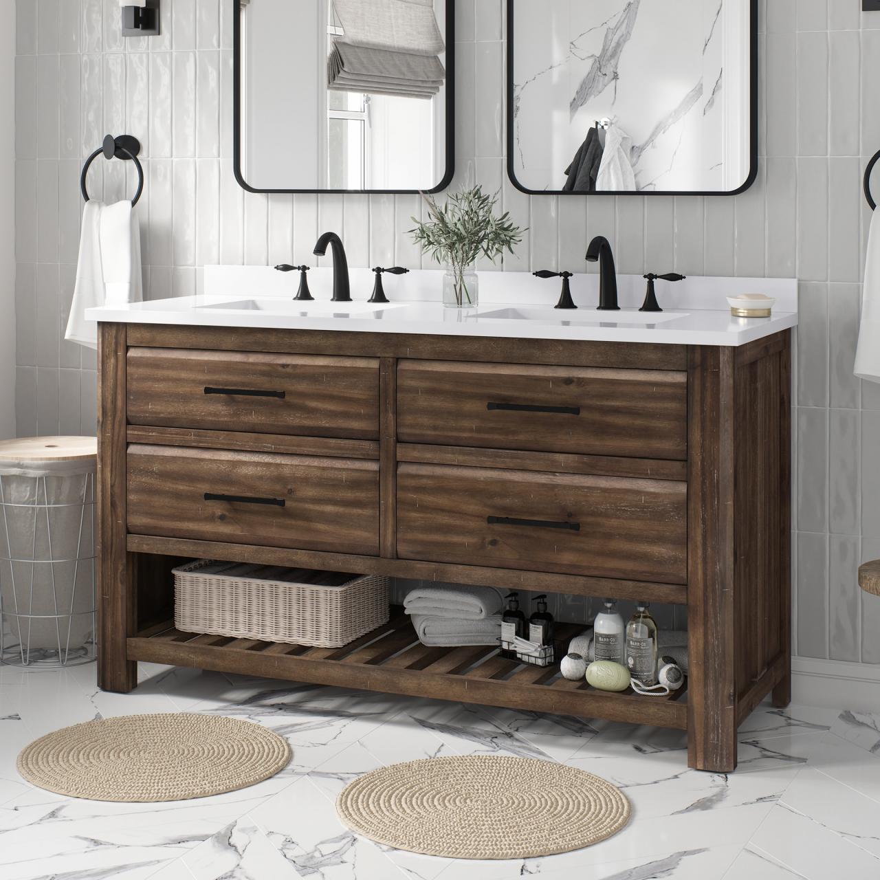 Rustic Double Sink Bathroom Vanity Semis Online