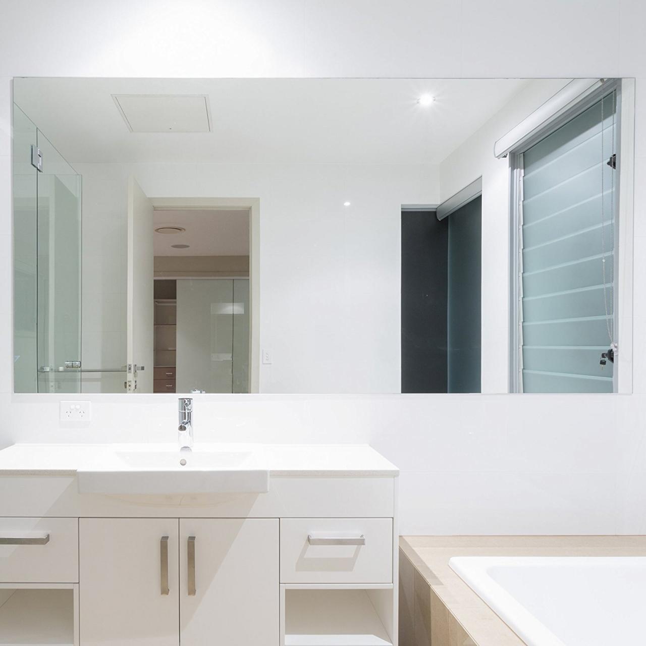 Large Unframed Bathroom Mirrors