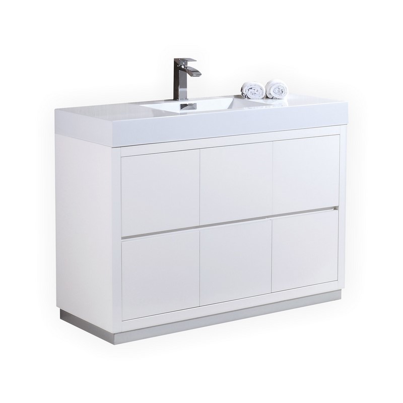 White Gloss Floor Standing Bathroom Cabinet
