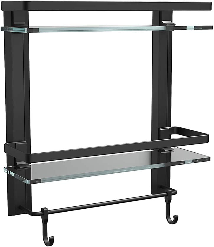 Black Bathroom Shelf Towel Bar