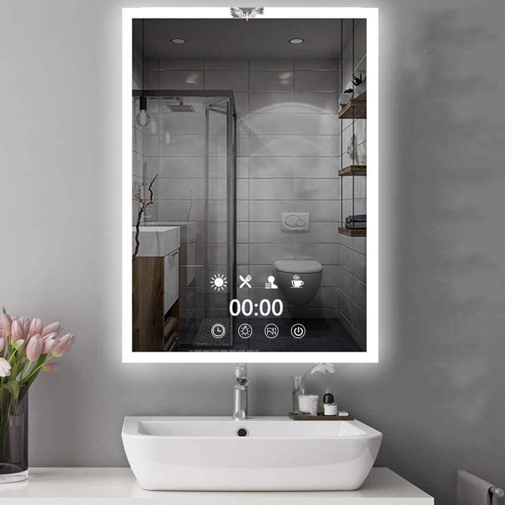 Illuminated Bathroom Mirror With Clock – Semis Online