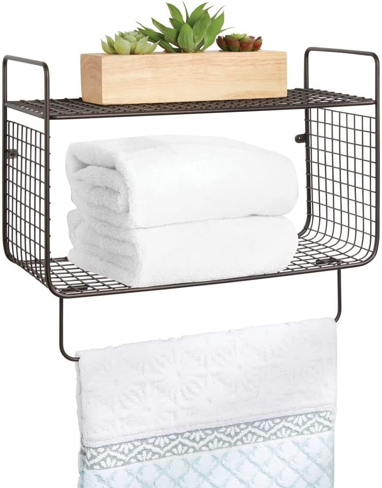 Wire Bathroom Shelf with Towel Bar