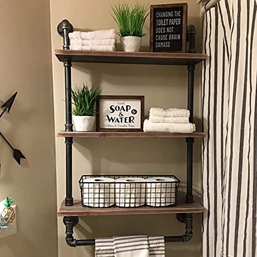 Rustic Bathroom Floating Shelf