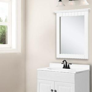 White Beadboard Bathroom Mirror