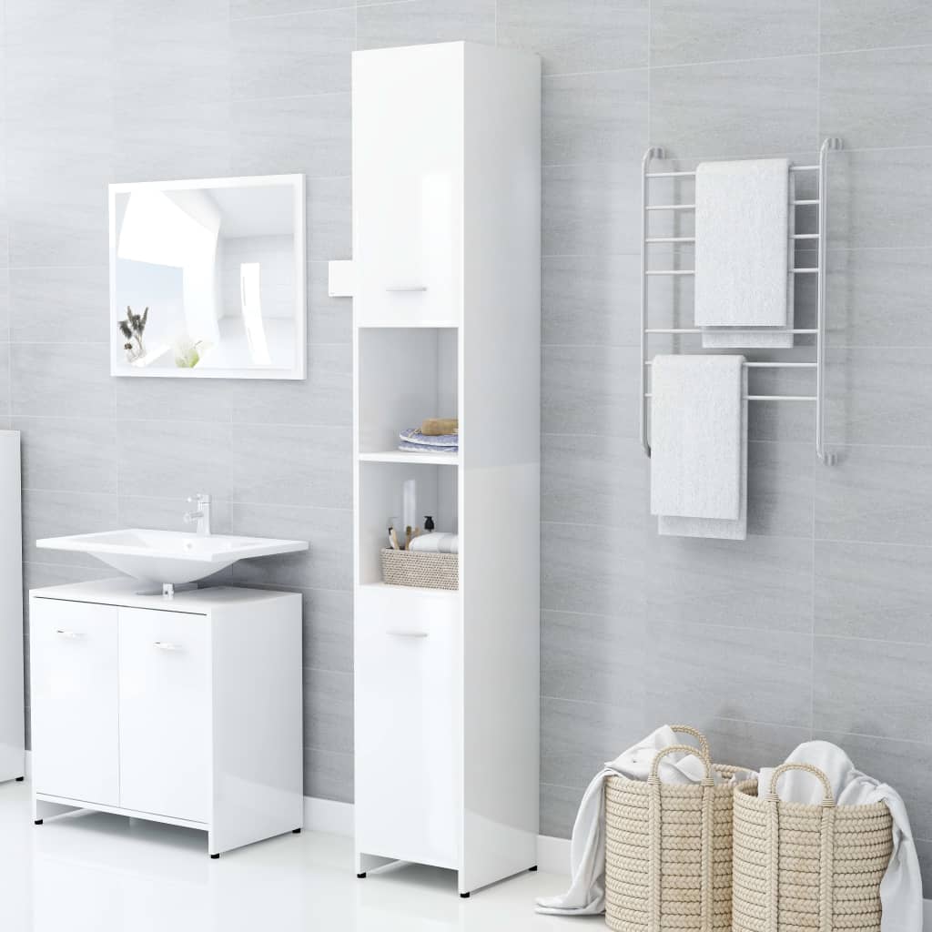 White High Gloss Bathroom Storage