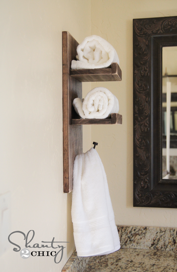 DIY Bathroom Shelf with Towel Bar