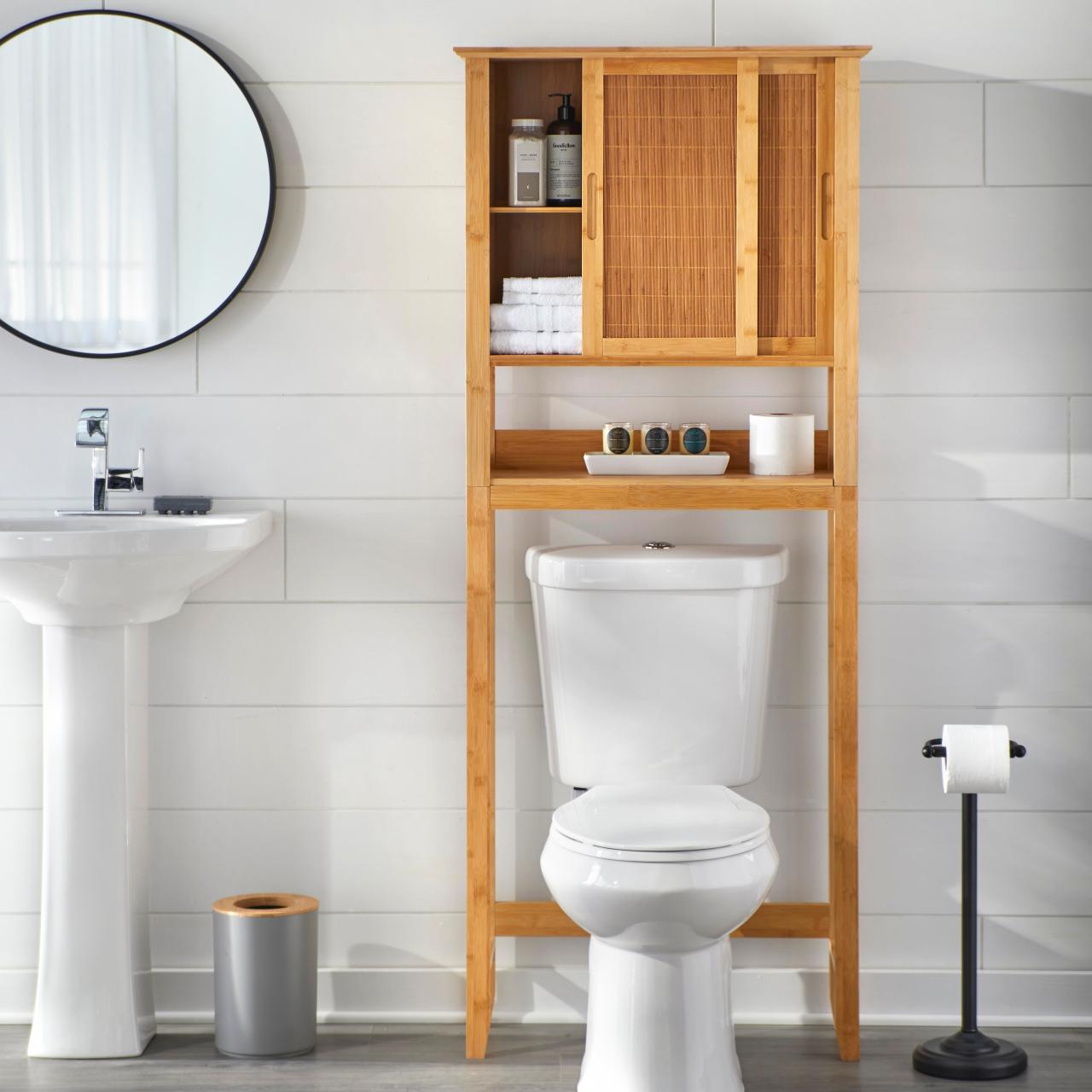 Bamboo Bathroom Shelf over Toilet