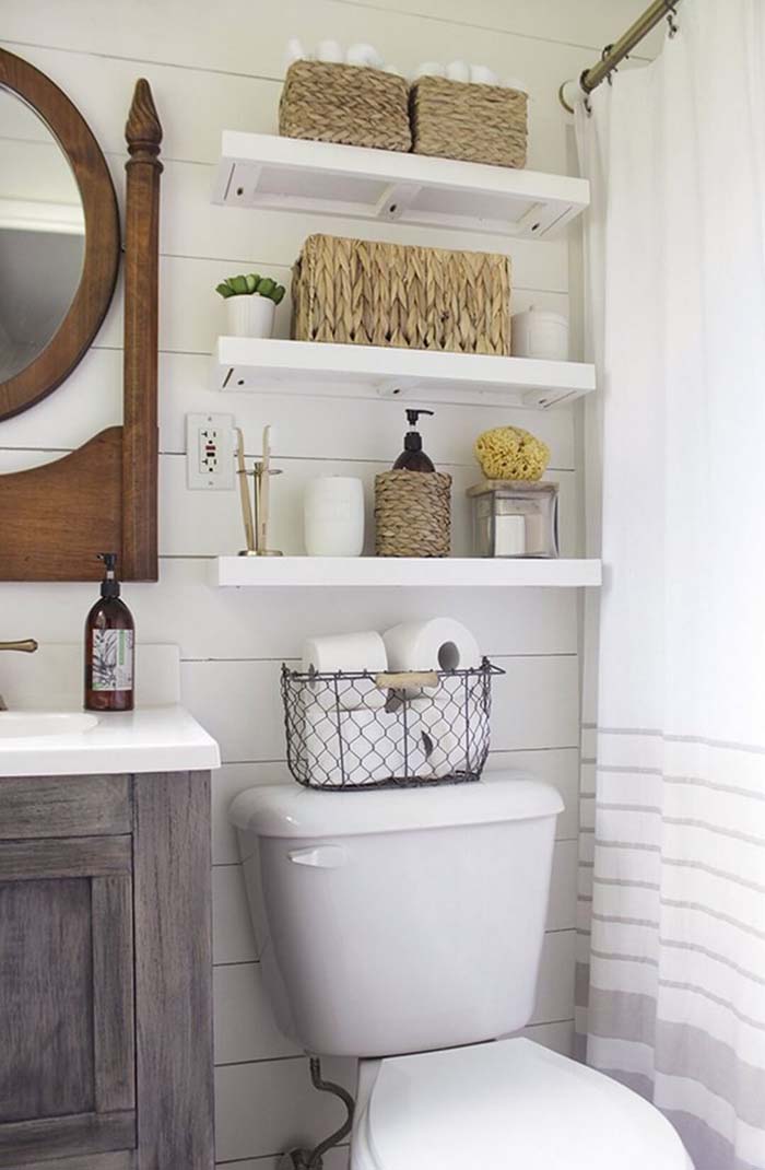 Bathroom Shelf Decor over Toilet