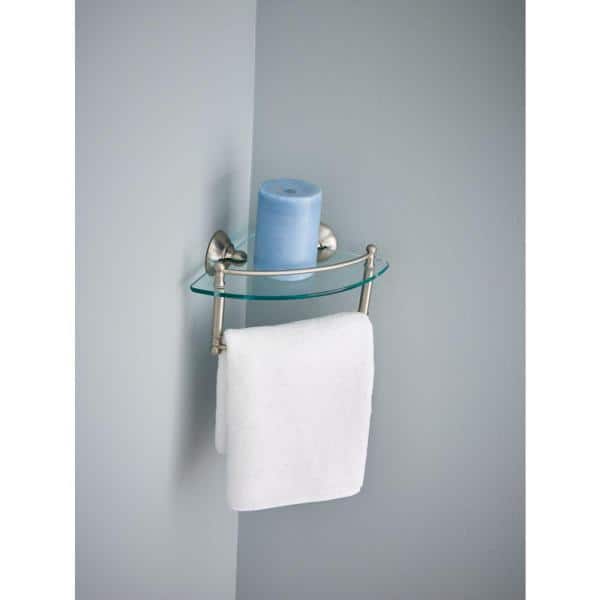 Corner Bathroom Shelf with Towel Bar