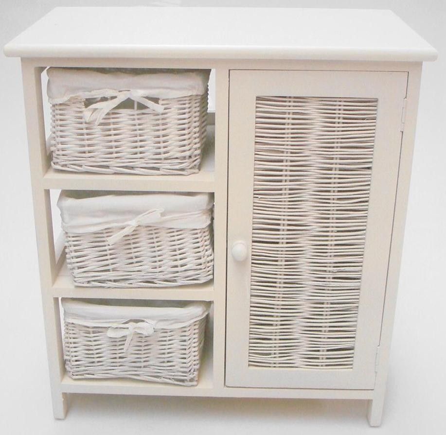 Bathroom Storage White Wicker