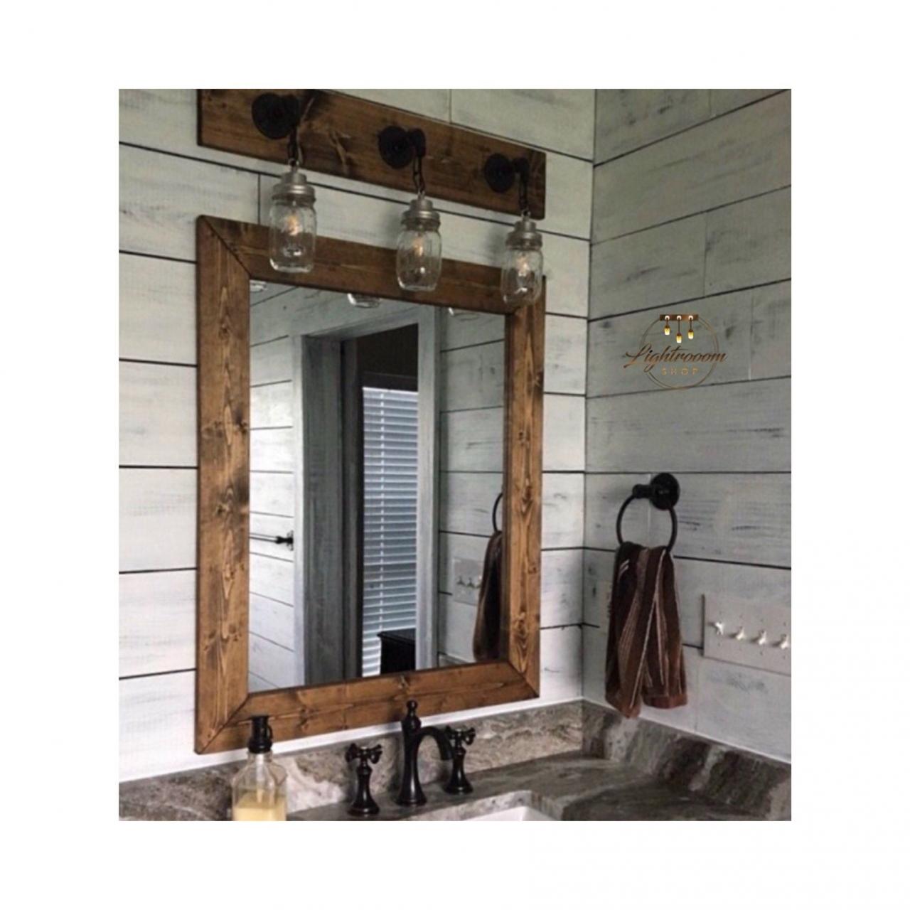 Walnut Framed Bathroom Mirror
