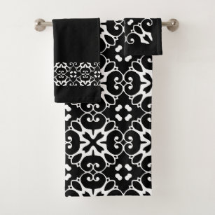 Black Damask Bathroom Accessories