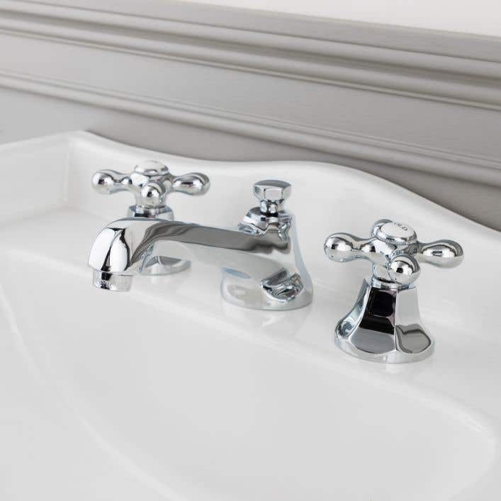 White Cross Handle Bathroom Faucet