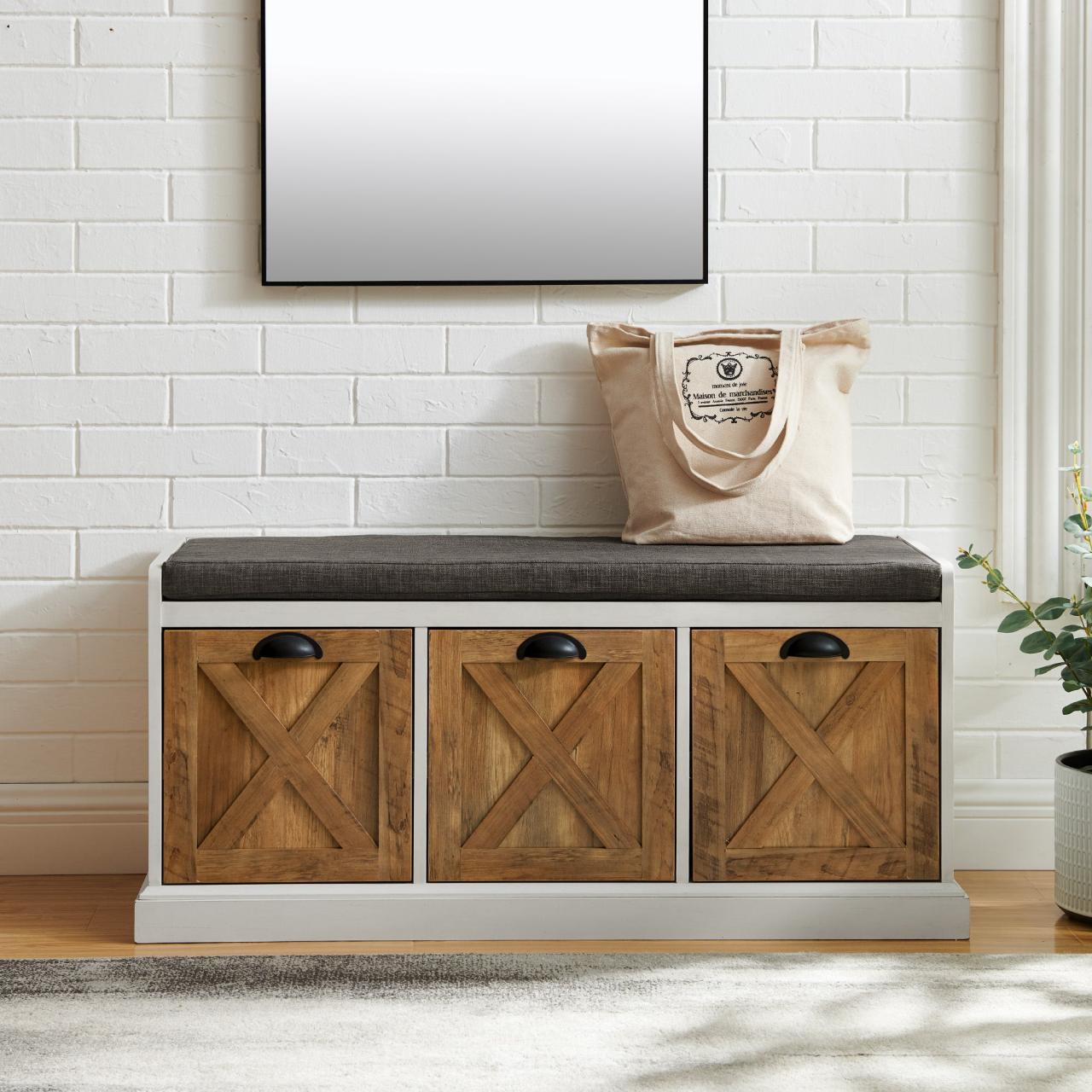 Bathroom Storage Bench With Cushion