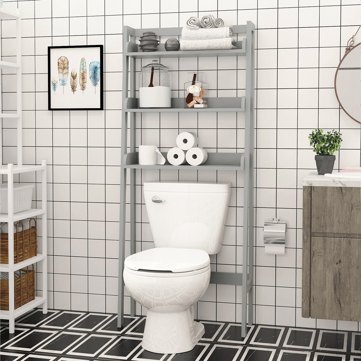 Gray Shelf for Bathroom