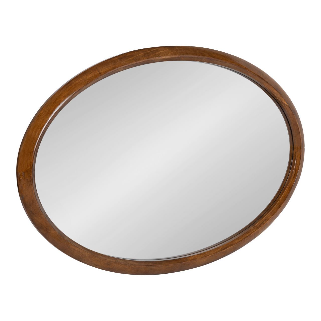 Wood Framed Oval Bathroom Mirror