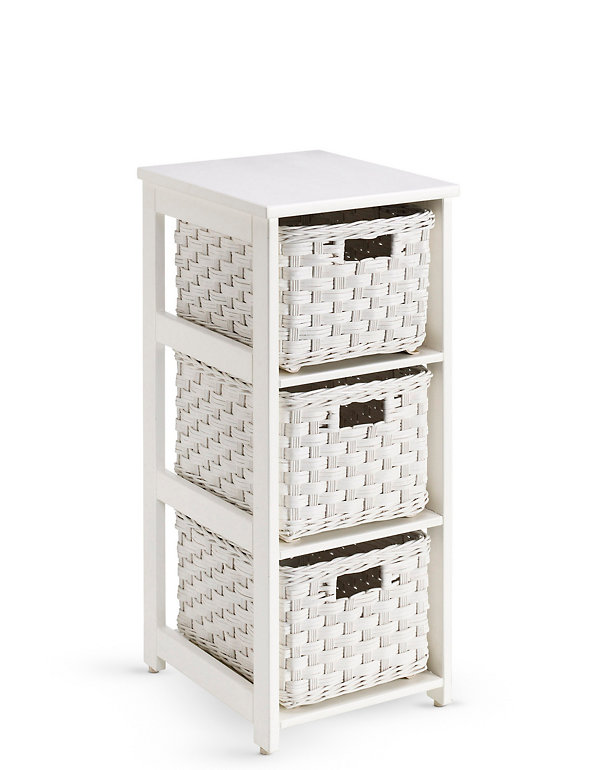 White Rattan Bathroom Storage Units