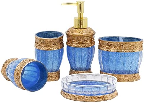 Blue And Gold Bathroom Accessories