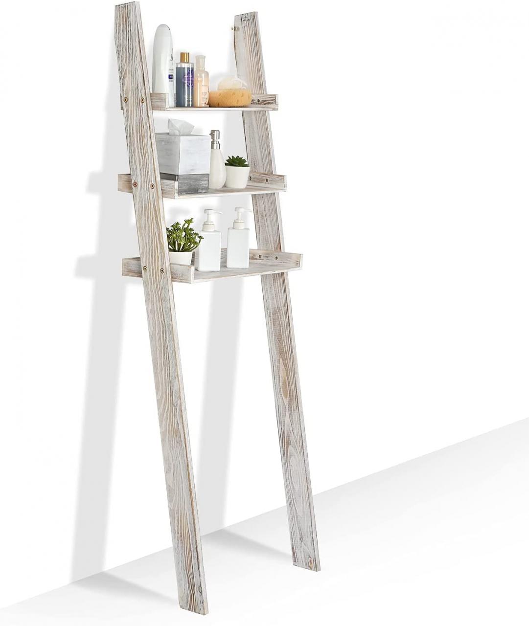 Rustic Ladder Shelf Bathroom