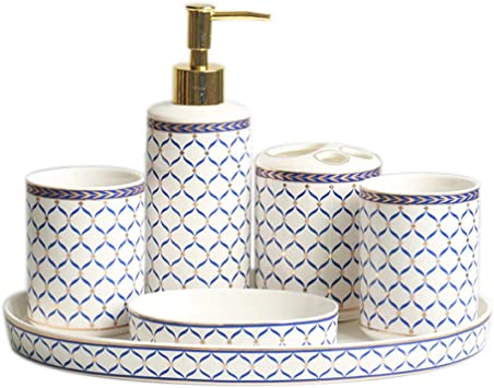Blue White Bathroom Accessories