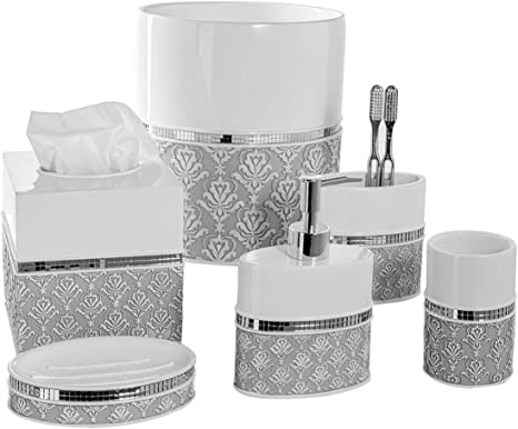 Gray And White Bathroom Accessories