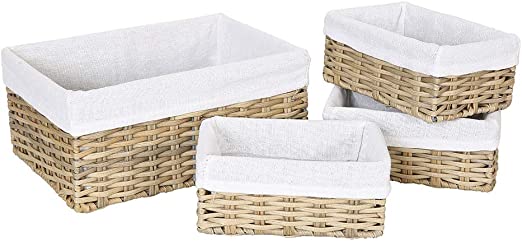 White Wicker Bathroom Storage Baskets
