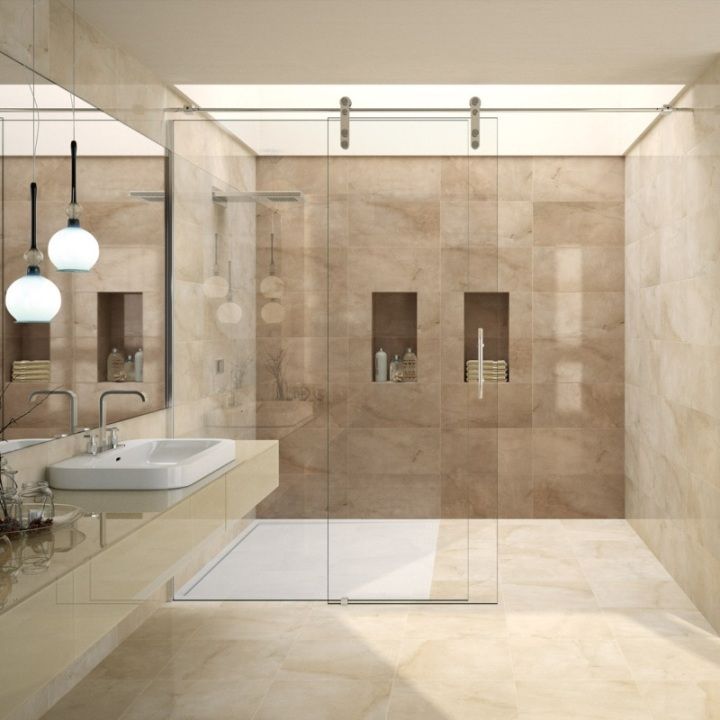 Large Brown Bathroom Tiles