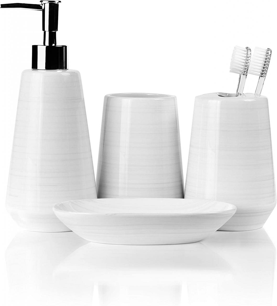 Bathroom Accessories Set White Ceramic