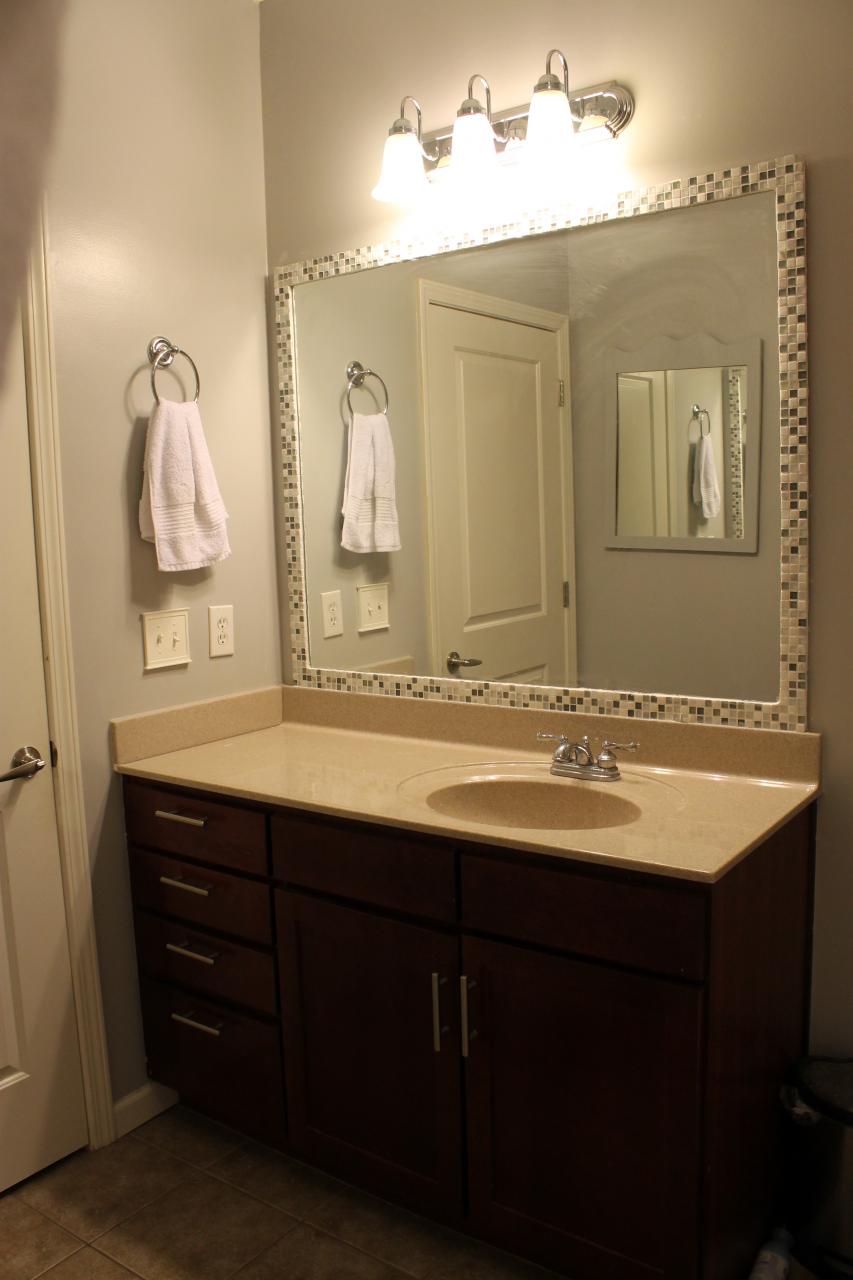 DIY Bathroom Mirror Frame Tile